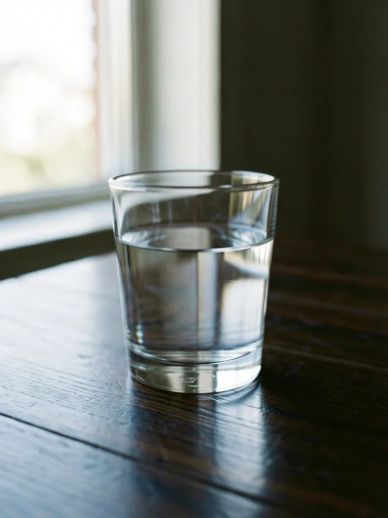 Glass of water in soft light